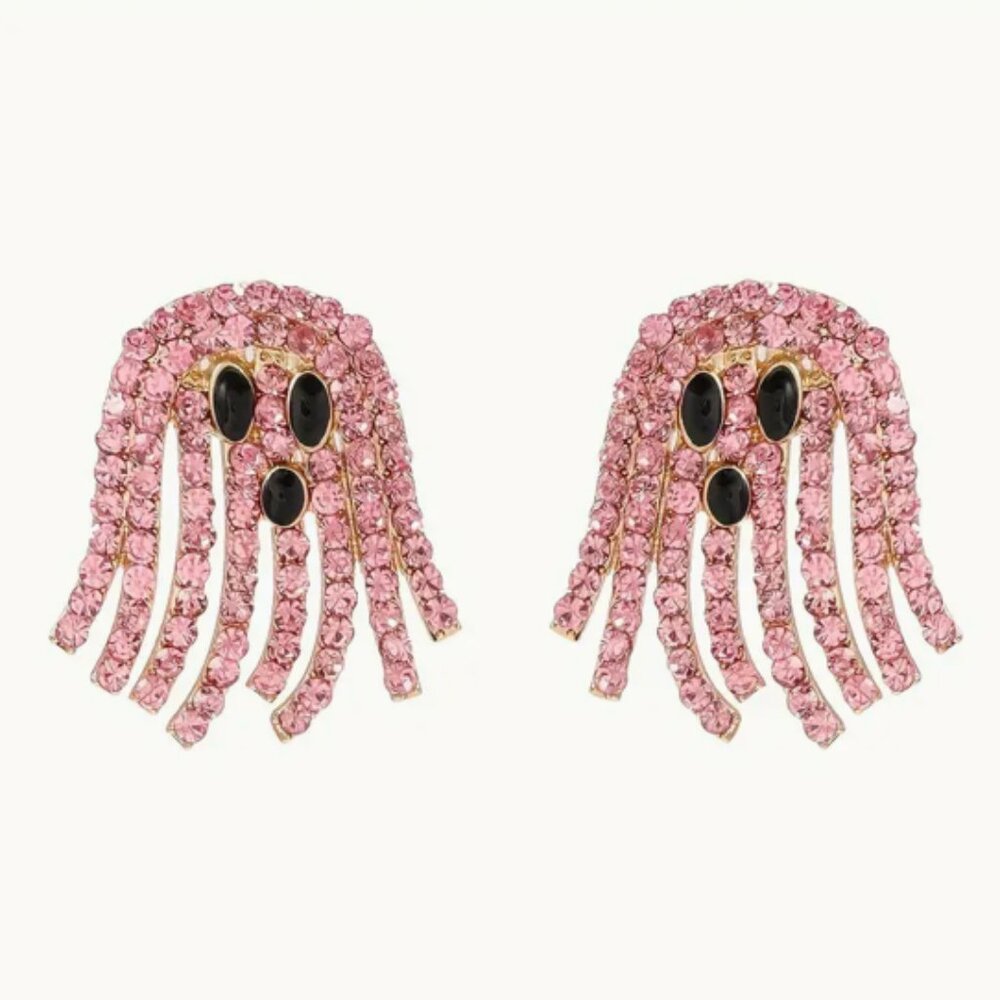 ⭐️❤️❤️ FREE Ghost Halloween Rhinestone Drop Party Holiday Artsy Cartoon Earrings